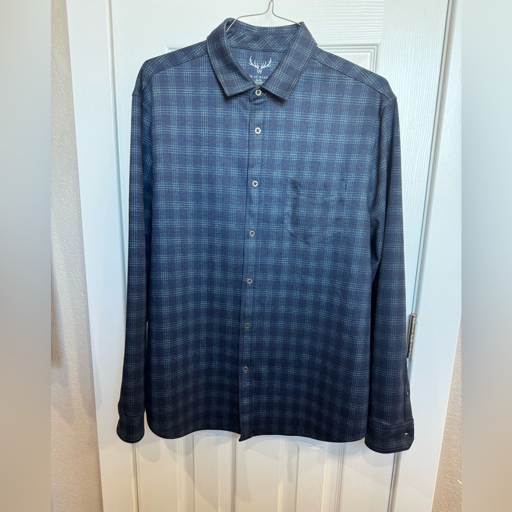 AGE OF WISDOM Men's Blue Plaid flannel shacket
